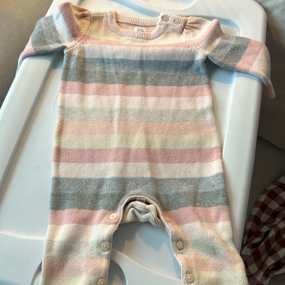Baby Gap sweater and flower onesie